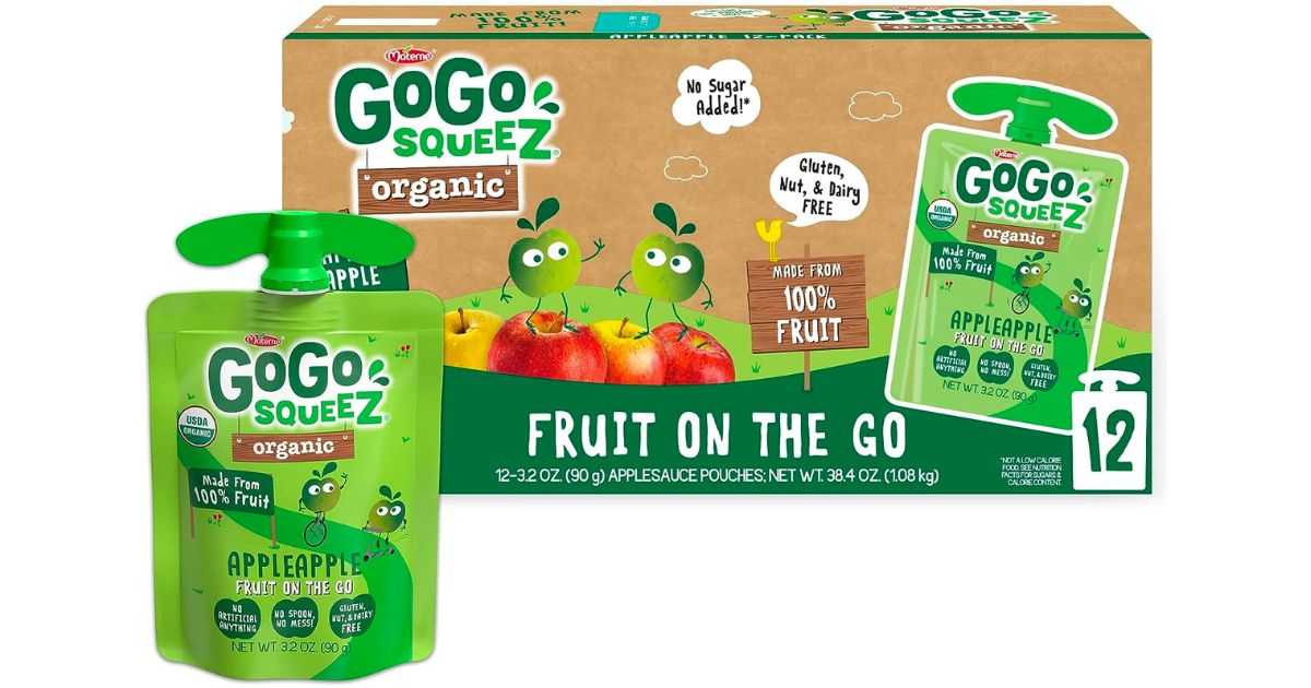 GoGo squeeZ Fruit on the Go Organic Apple Apple 3.2 oz 12 pack