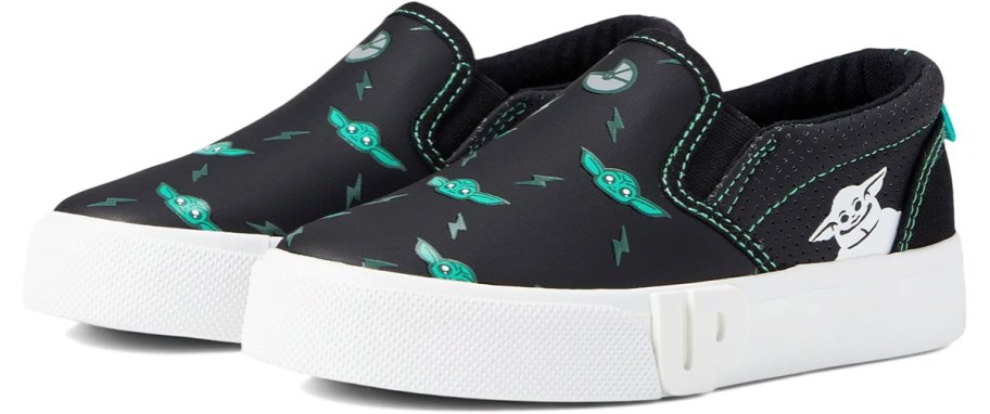 black and green grogu print slip-on sneakers