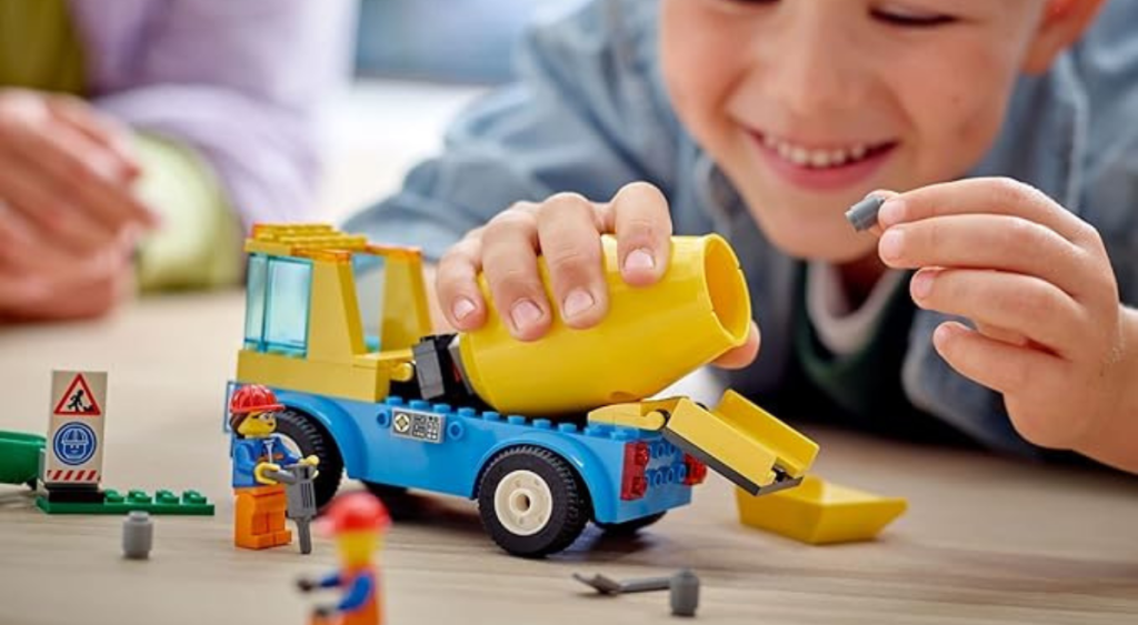LEGO Cement Mixer Truck with child playing