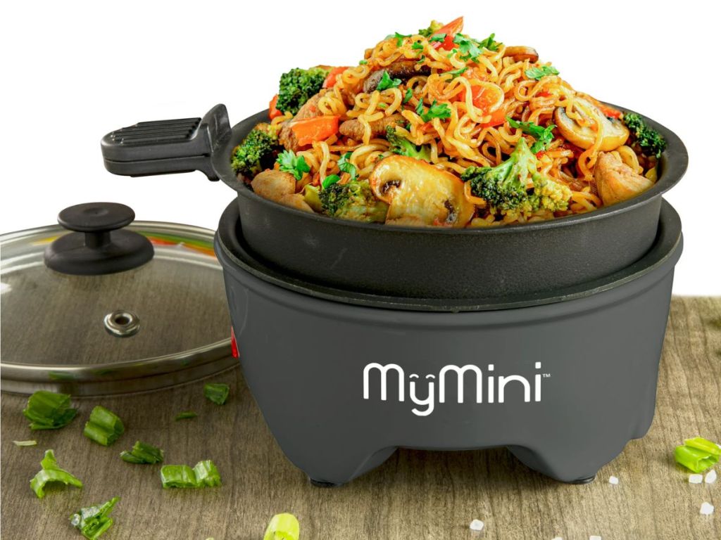 Nostalgia MyMini Personal Electric Skillet and Rapid Noodle Maker in Blackberry 