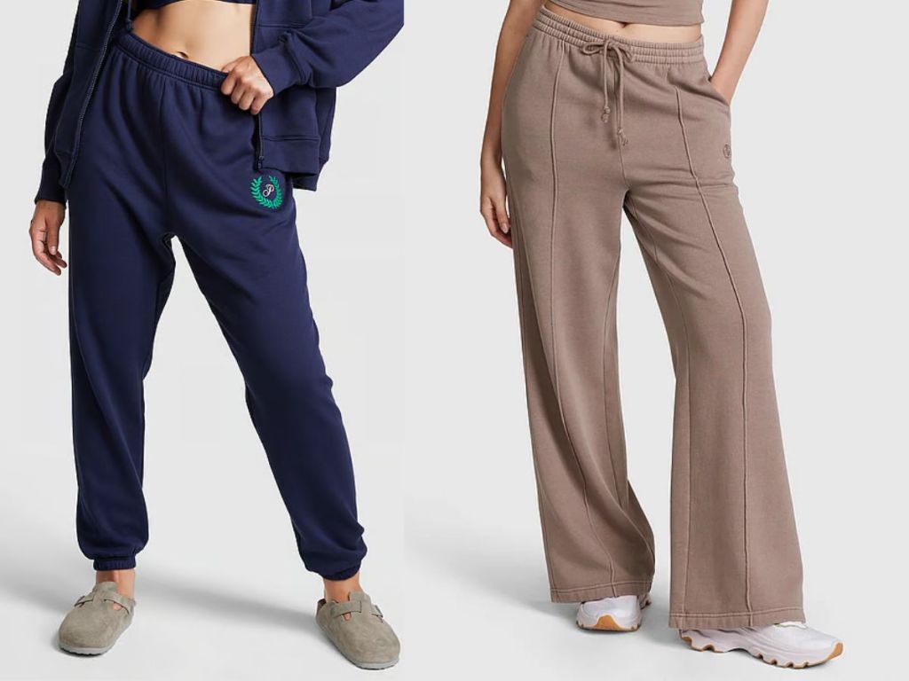 PINK Everyday Fleece High Waist Gym Sweatpants and Premium Fleece Wide Leg Pants