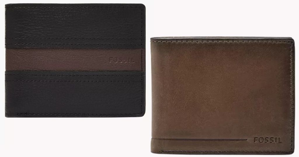 Fossil men's bifold and trifold leather wallets 