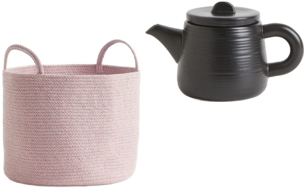 H&M Woven Basket and Teapot