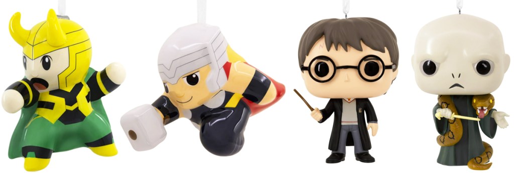 marvel and harry potter ornament sets