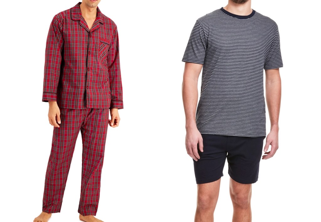 two men in pajama sets