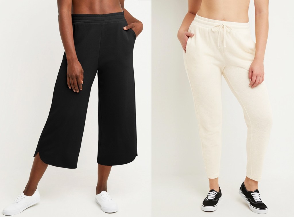 two women in black and white pants