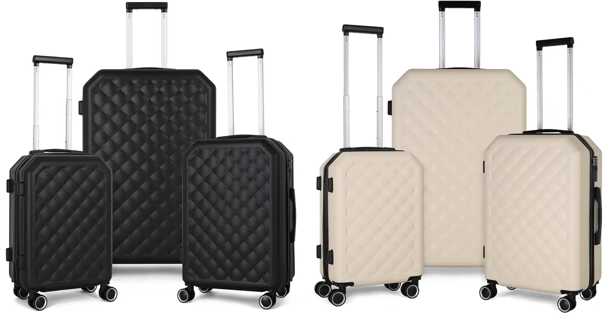 black and khaki quilted travel sets that include carry on luggage on sale