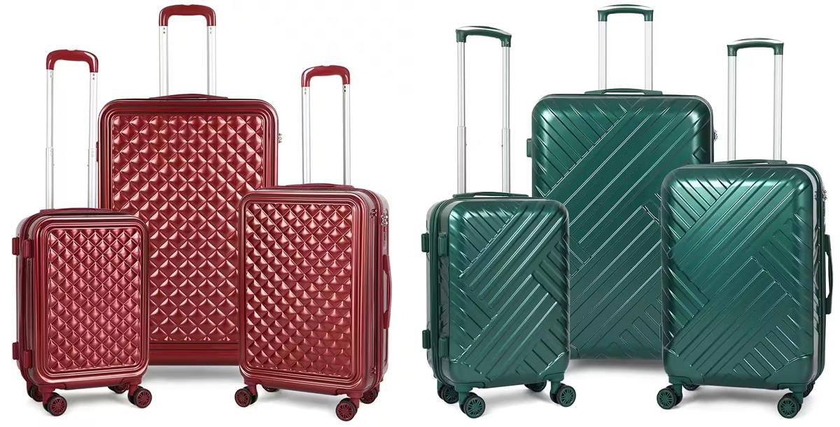 red and green 3-piece suitcase sets