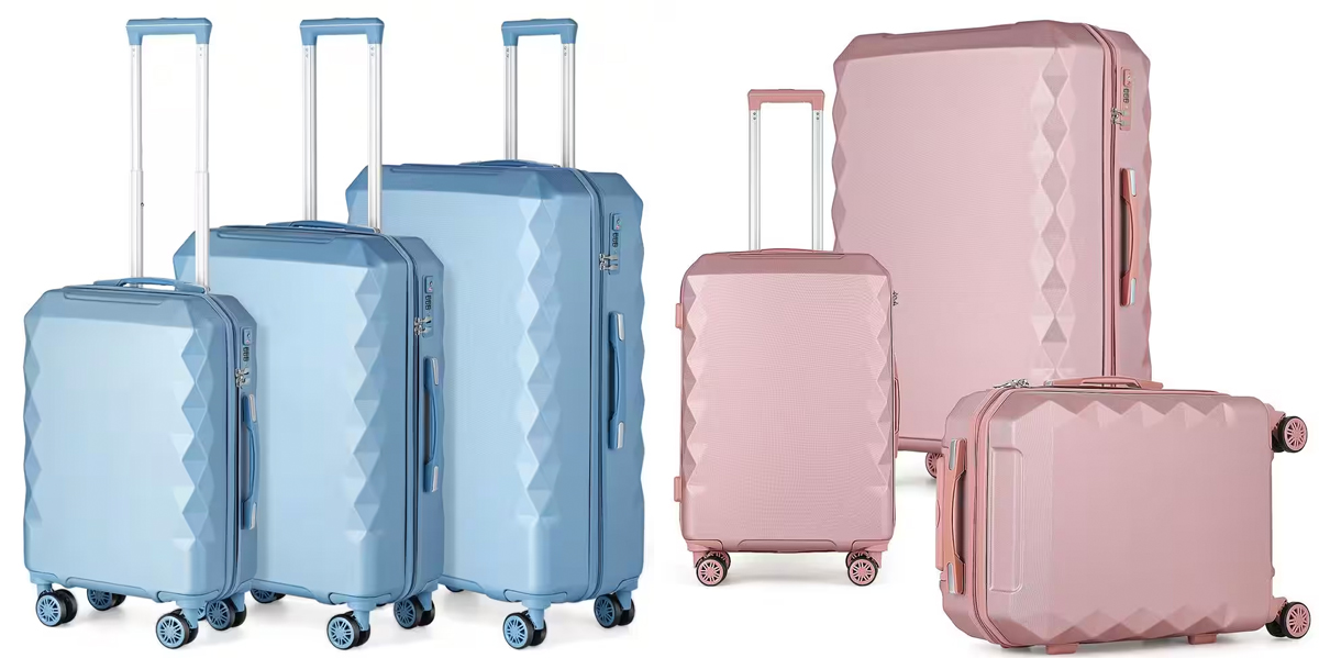 light blue and pink 3-piece luggage sets on sale
