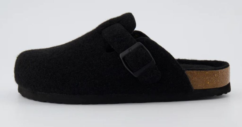 Cushionaire Hana Wool Cork Footbed Clogs in black