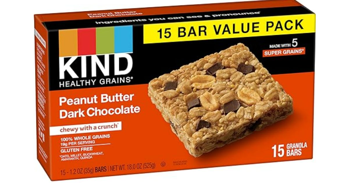 KIND Healthy Grains Bars, Peanut Butter Dark Chocolate, 15 count value pack box