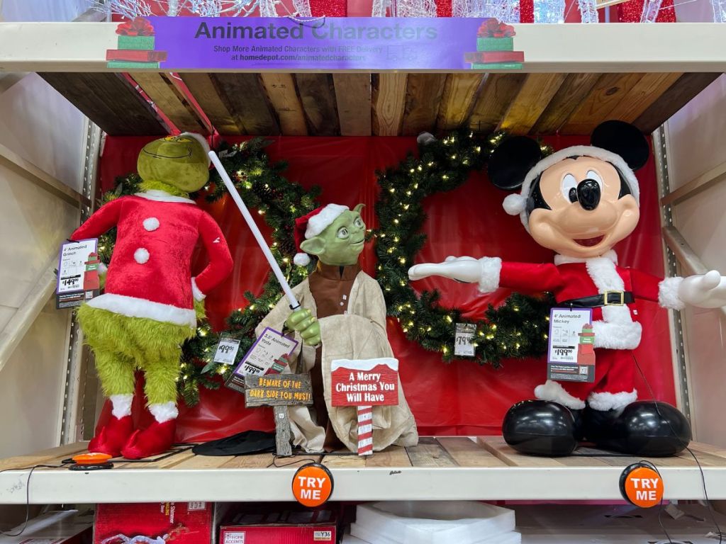 Home Depot Christmas Animated Characters Grinch, Yoda, Mickey