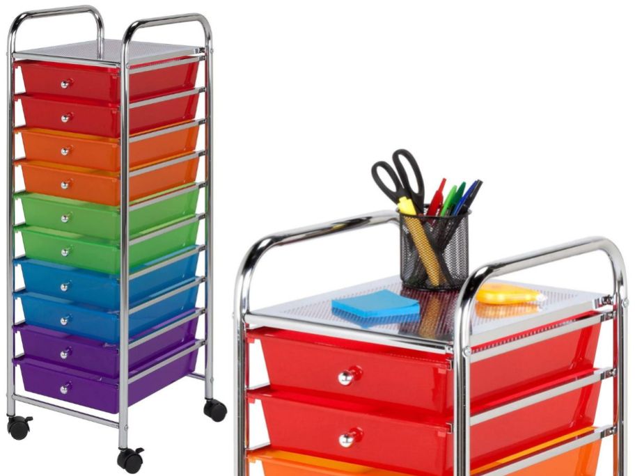 Stock images of a Honey can Do Multicolor 10-drawer rolling cart