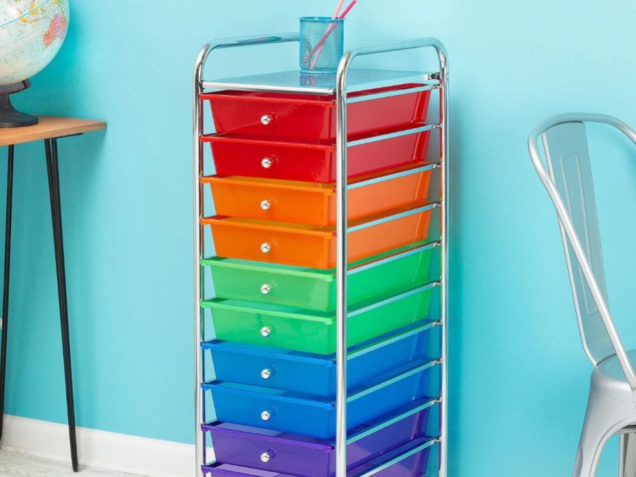 A Honey Can Do 10-drawer Multicolor rolling cart