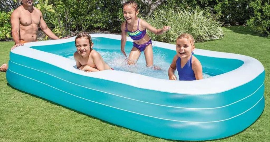 kids playing in an Intex inflatable Pool