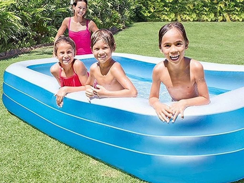3 Kids in an Intex inflatable pool