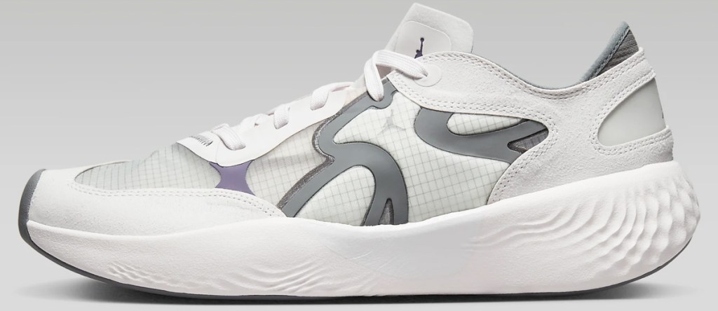 white and grey jordan sneaker