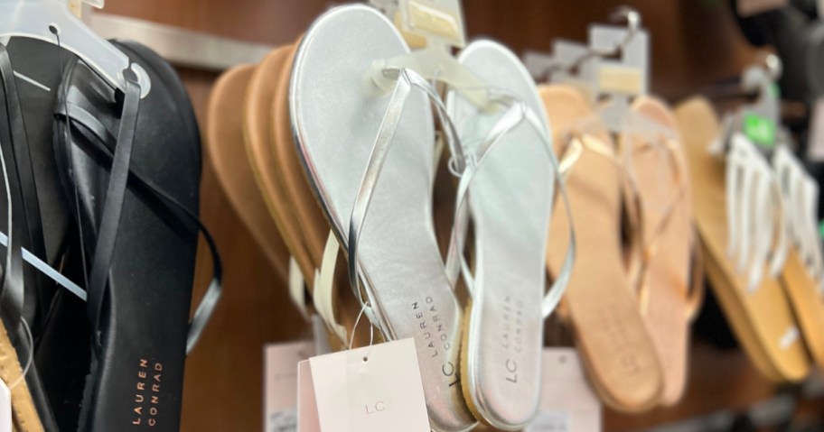 kohl's lauren conrad sandals hanging in store