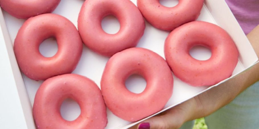 Krispy Kreme Strawberry Glazed Doughnuts Are Back (+ $5 Dozen w/ Purchase!)
