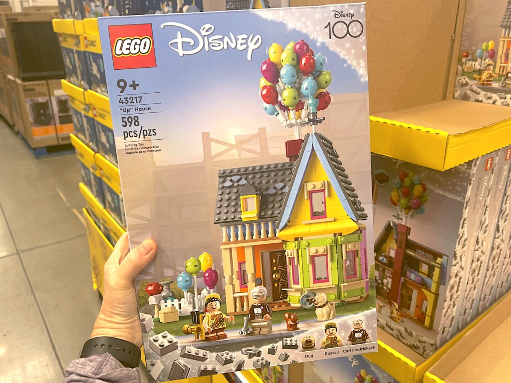 holding LEGO Disney Up House 