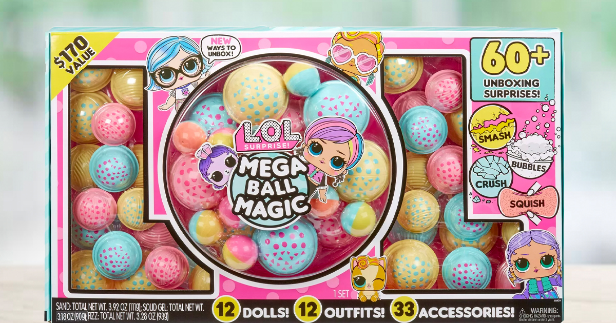 LOL mega surpise magic ball set on countertop