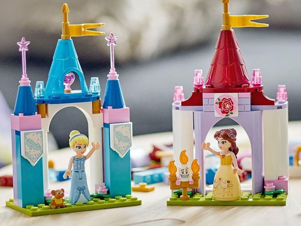 Lego Disney Creative Castles playset featuring Cinderella and Belle Minifigs
