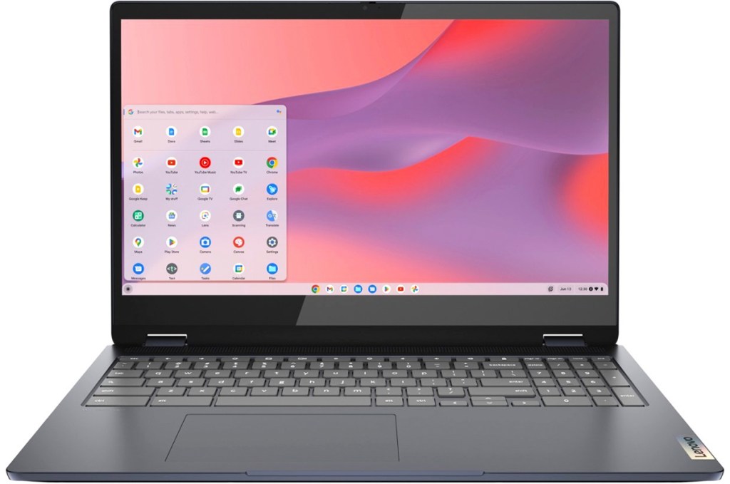 opened dark grey lenovo laptop