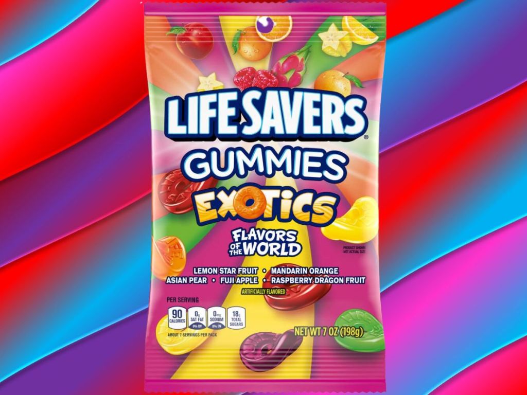 Life Savers Gummies Exotics with color background