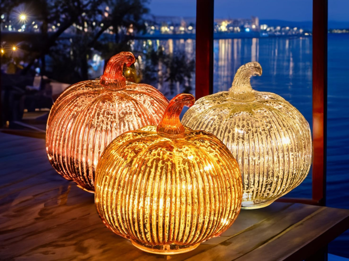 Trendy Glass LED Light Up Pumpkins from 16.79 on Amazon Perfect