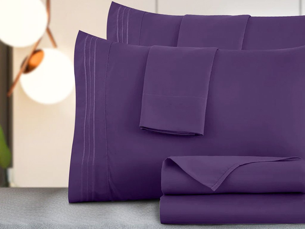 purple sheets and pillowcase set