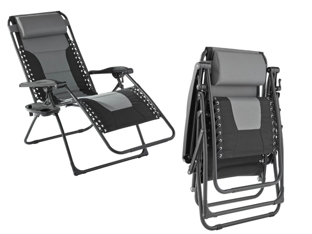 Mainstays Oversized Zero Gravity Bungee Chair in Black/Gray