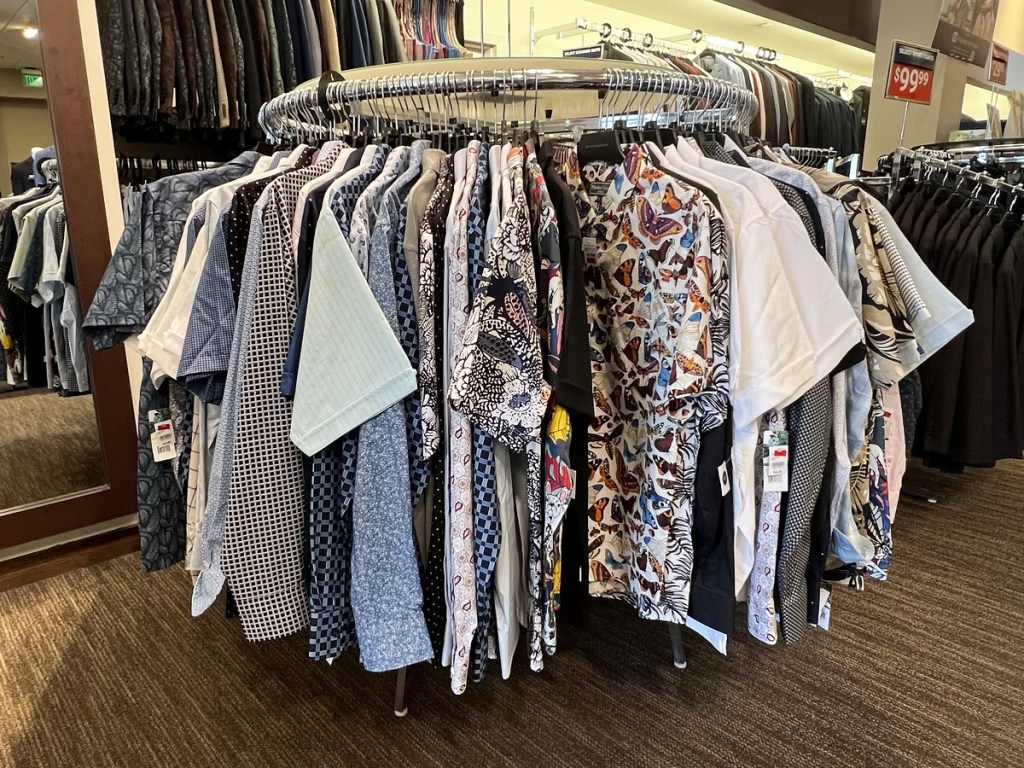 men's shirts on store display rack