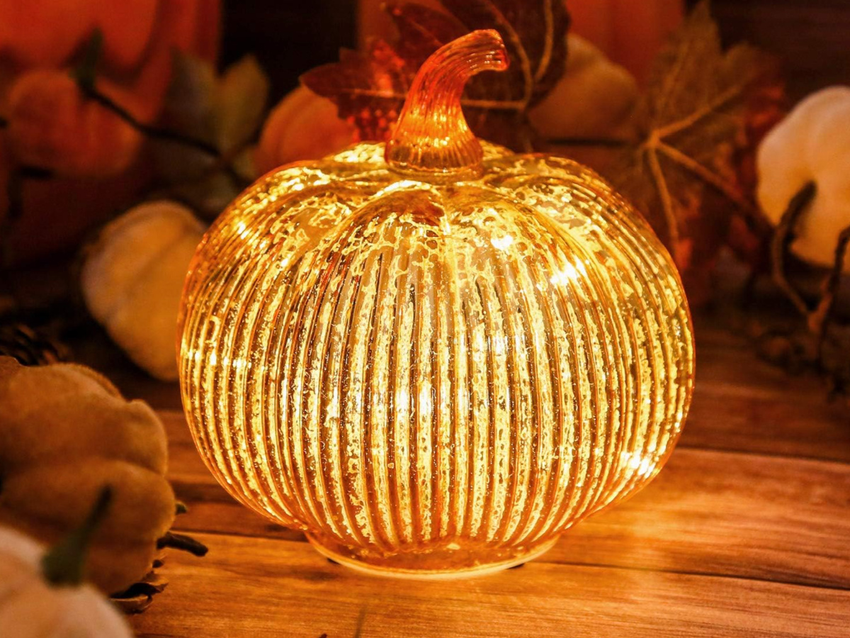 Mercury Glass Led Light Up Pumpkin Only 1750 On Amazon Perfect Fall Decor Item Hip2save 8273