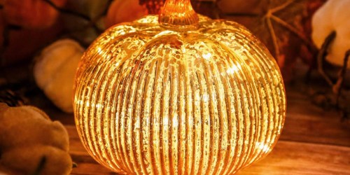 Mercury Glass LED Light-Up Pumpkin Only $17.50 on Amazon (Perfect Fall Decor Item)