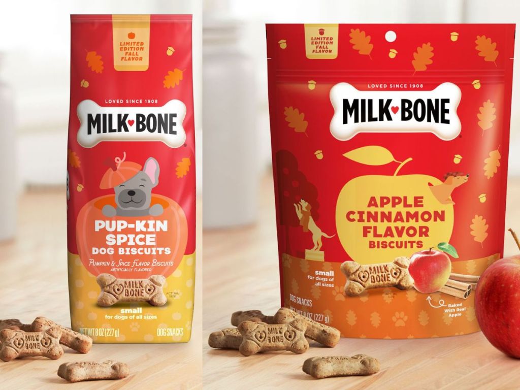 2 bags of Milk Bone Pup-Kin Spice and Apple Cinnamon Flavor