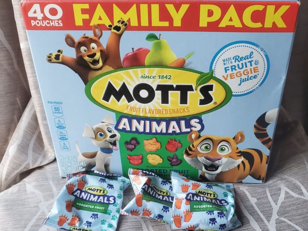 A 40-count box of Mott's Animal Fruit Snacks