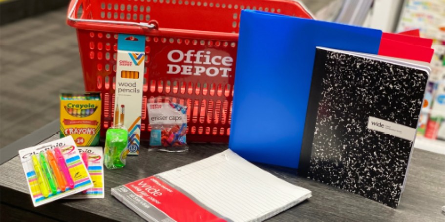 Office Depot School Supplies from 20¢ | Folders, Notebooks, Crayons & More