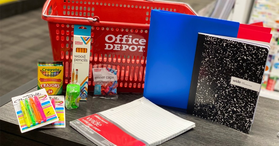 Office Depot School Supplies from 20¢ | Folders, Notebooks, Crayons & More