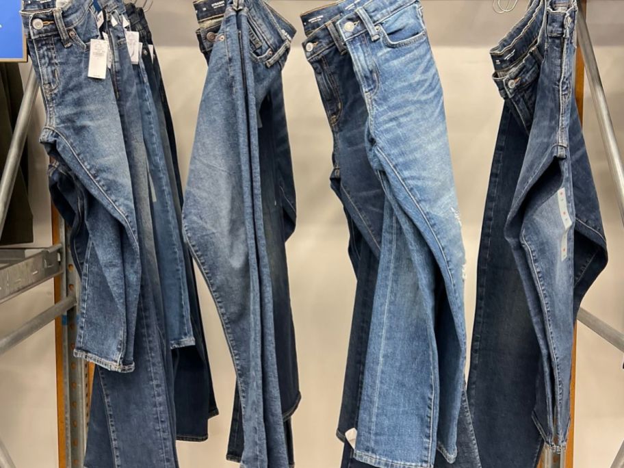 row of Old Navy Boys Jeans hanging up at the store