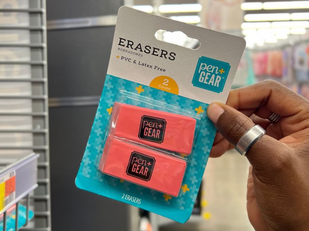 A 2-pack of Pen+Gear Pink erasers
