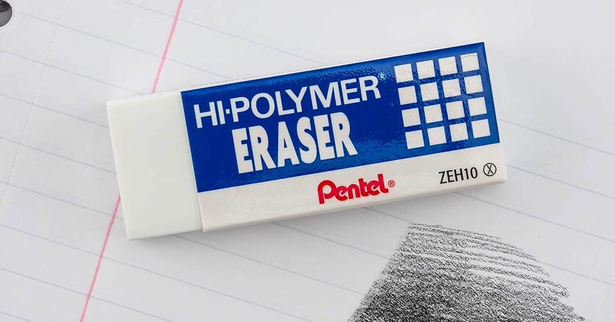 Pentel Hi-Polymer Block Eraser on notebook