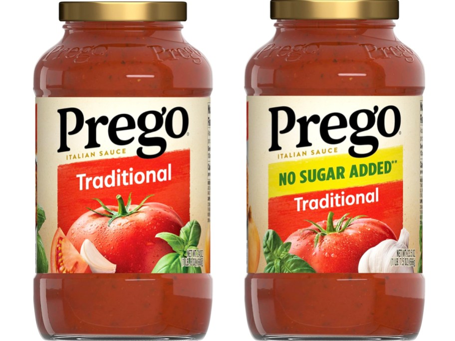 two jars of prego pasta sauce
