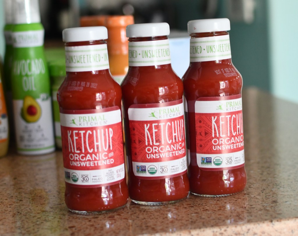 Primal Kitchen Ketchup Bottles on a counter