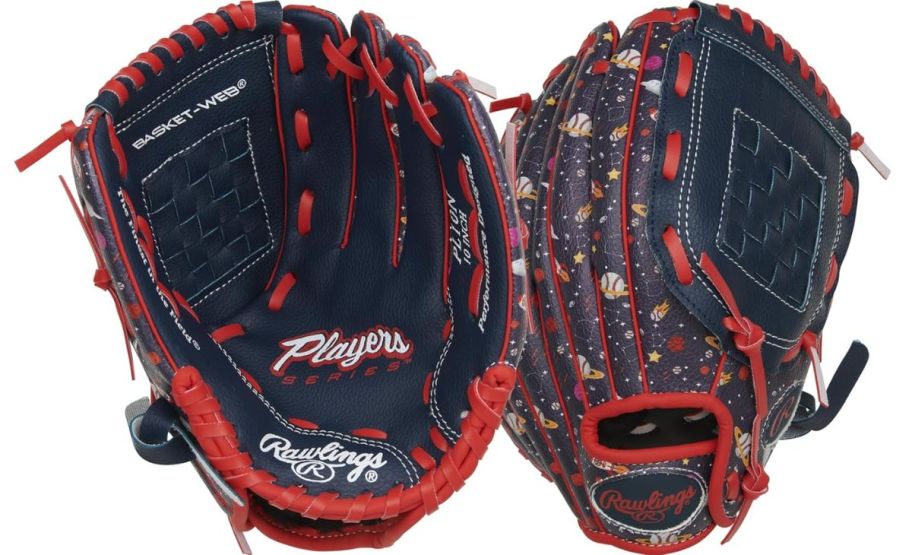 black and red youth baseball glove stock image