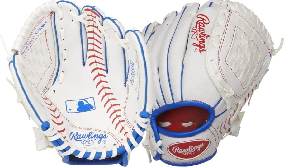 white and blueyouth baseball glove stock image