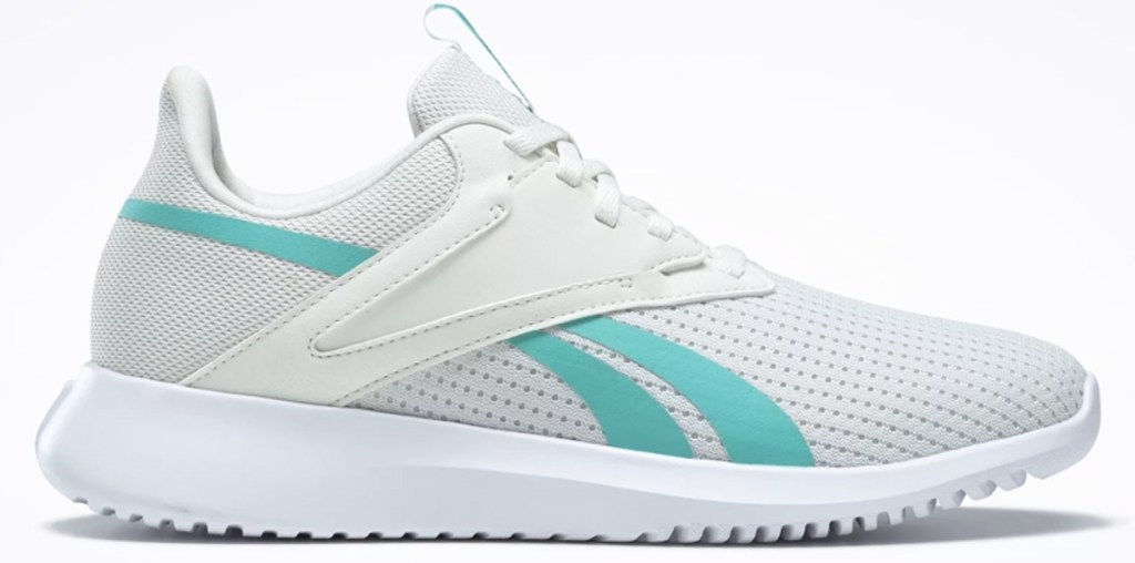 white and teal reebok shoe