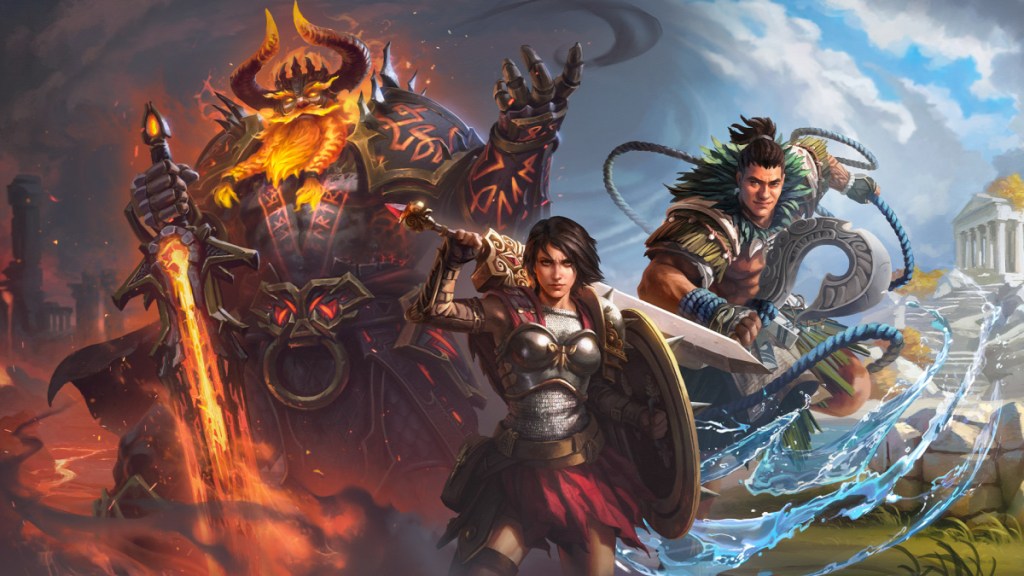 Characters from SMITE, one of the best free online games to play with friends