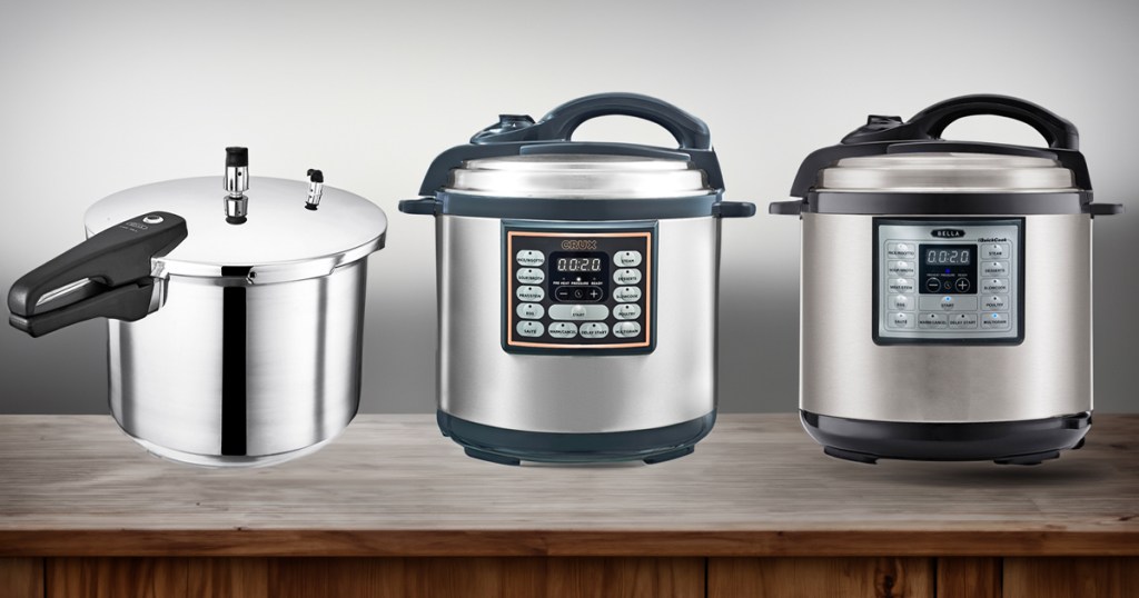 pictures of three of the recalled pressure cooker models from Sensio