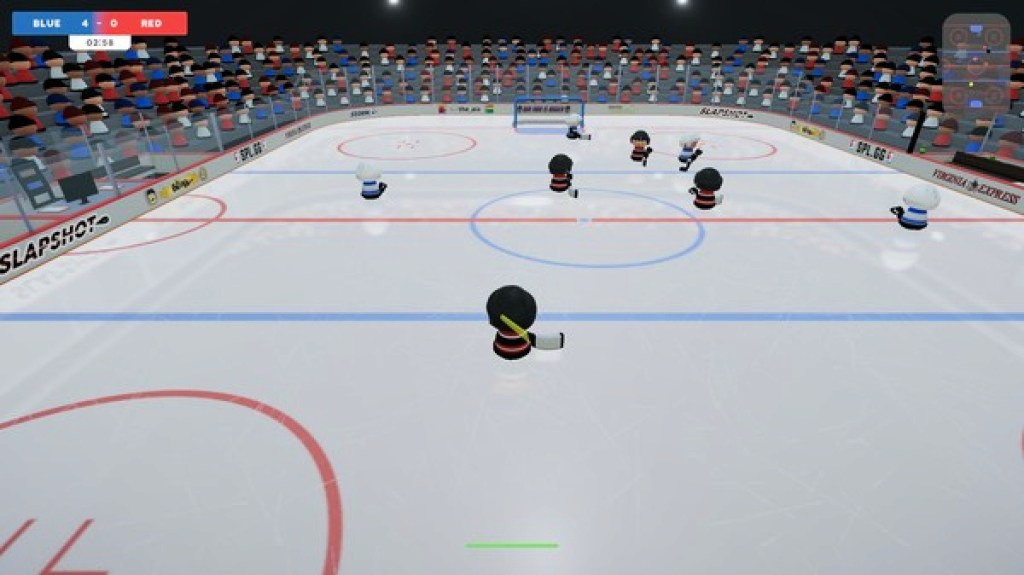 A screenshot of the free hockey game Slapshot which is on Steam