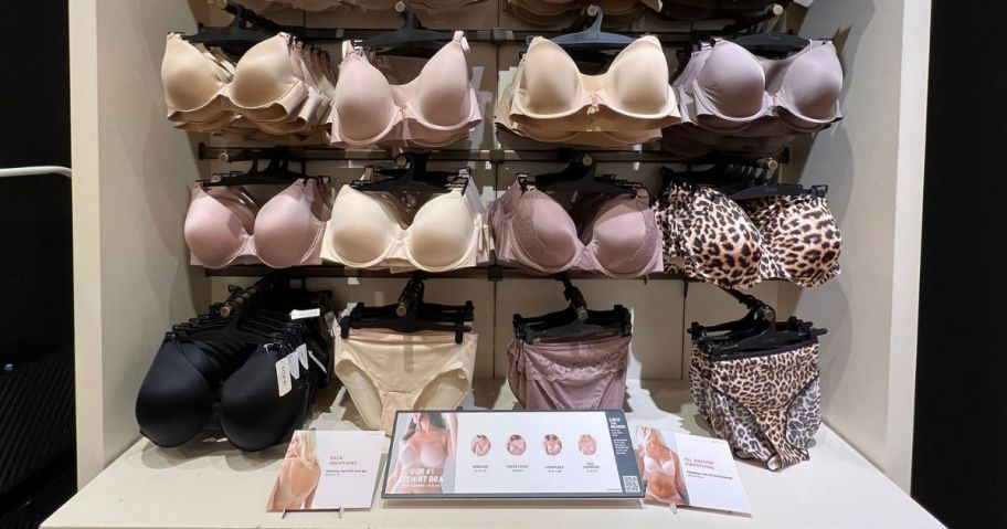 A wall displaying Soma bras